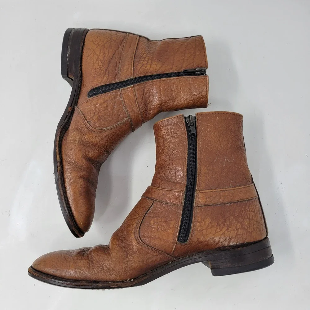 Stuart McGuire Brown Leather Harness Ankle Boots Made in England Mens S907 53636